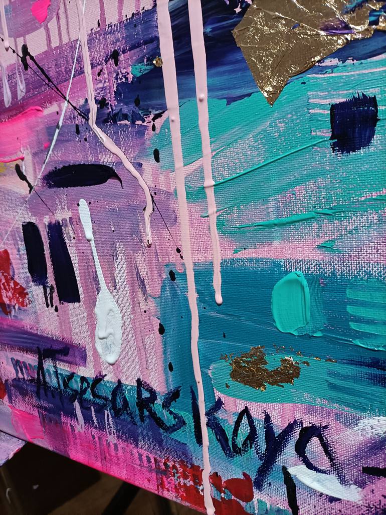 Original Abstract Expressionism Cities Painting by Aliaksandra Tsesarskaya