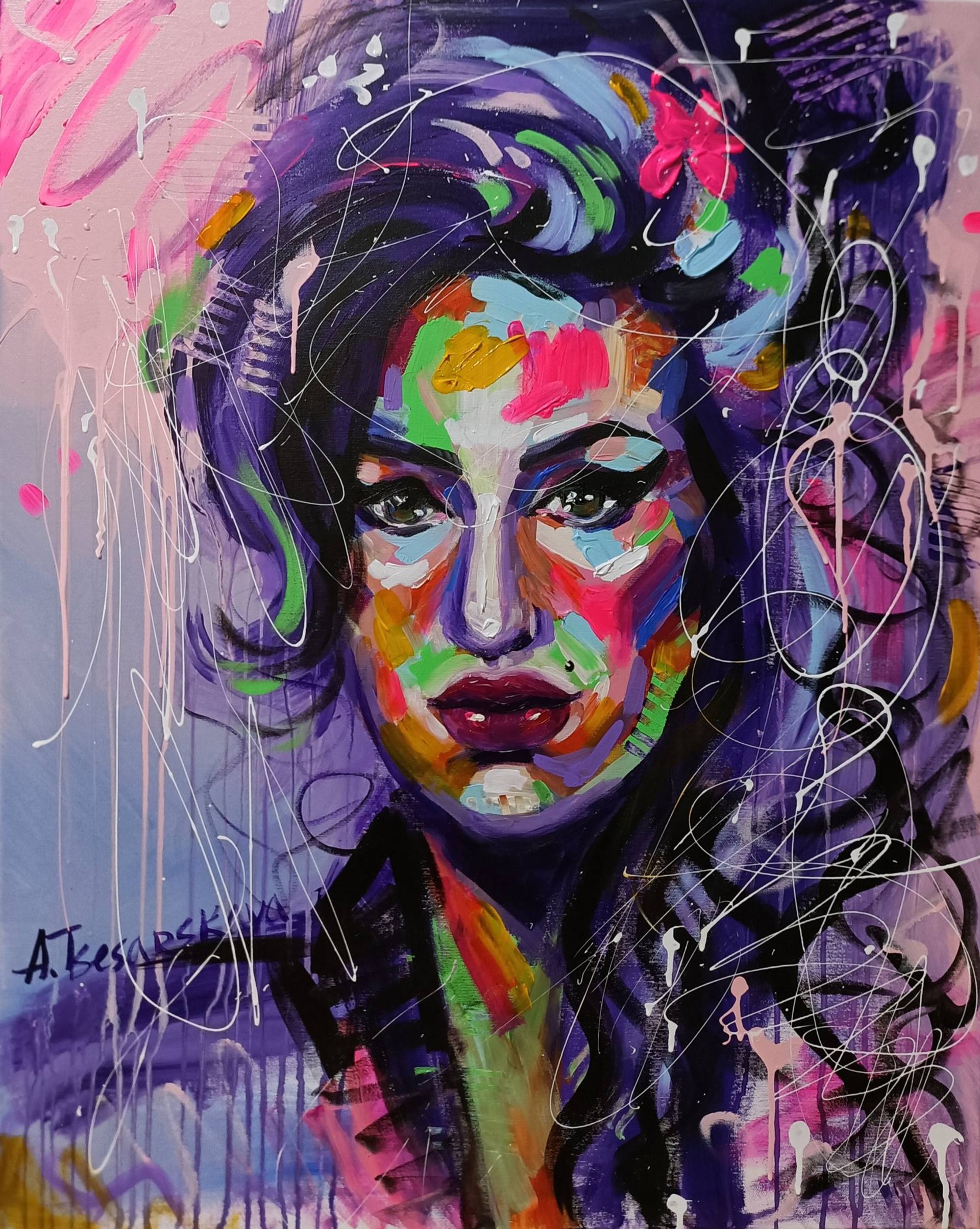 Amy Winehouse - colorful portrait pop art Painting by