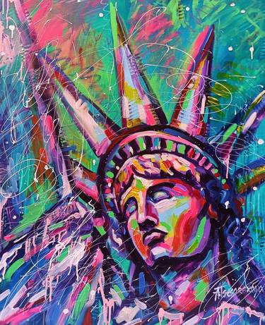 Statue of Liberty (american dreams) colorful portrait woman thumb
