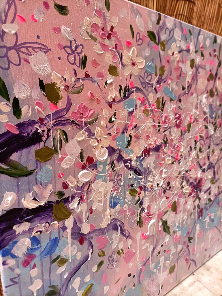 Original Abstract Botanic Painting by Aliaksandra Tsesarskaya