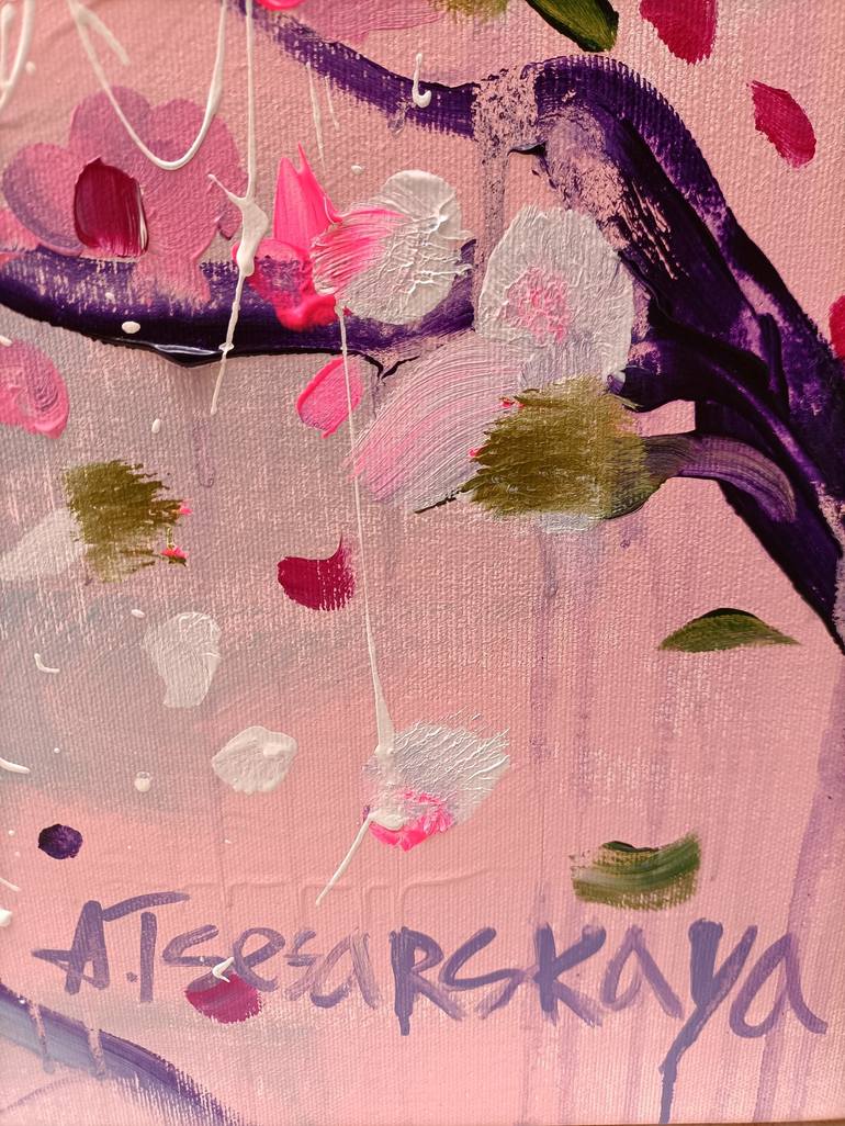 Original Abstract Botanic Painting by Aliaksandra Tsesarskaya