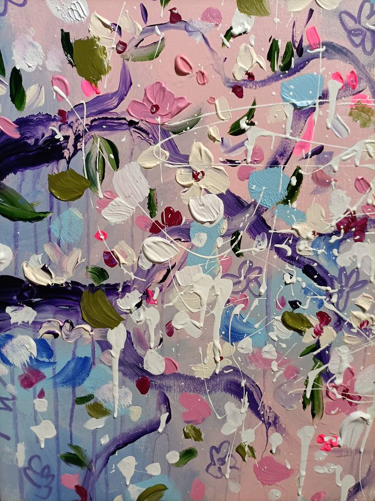 Original Abstract Botanic Painting by Aliaksandra Tsesarskaya