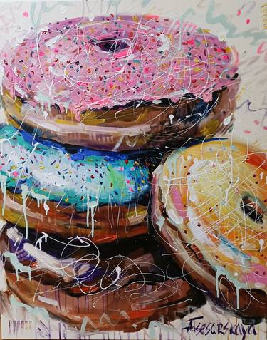 Colorful Donuts - food painting thumb