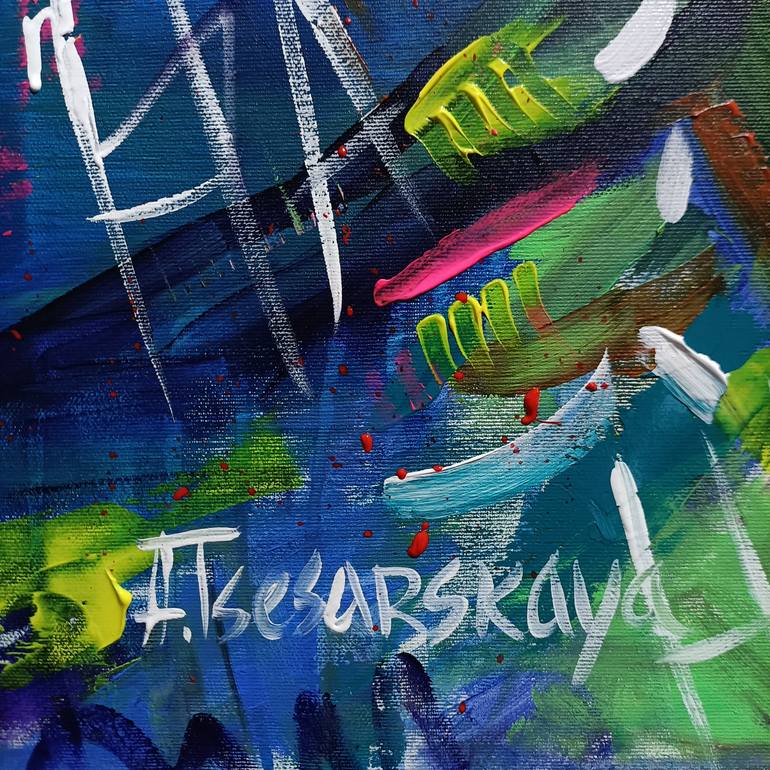 Original Abstract Expressionism Comics Painting by Aliaksandra Tsesarskaya