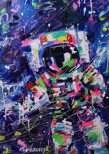 Starman - colorful portrait of astronaut in space thumb