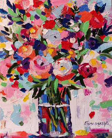 Print of Abstract Floral Paintings by Aliaksandra Tsesarskaya