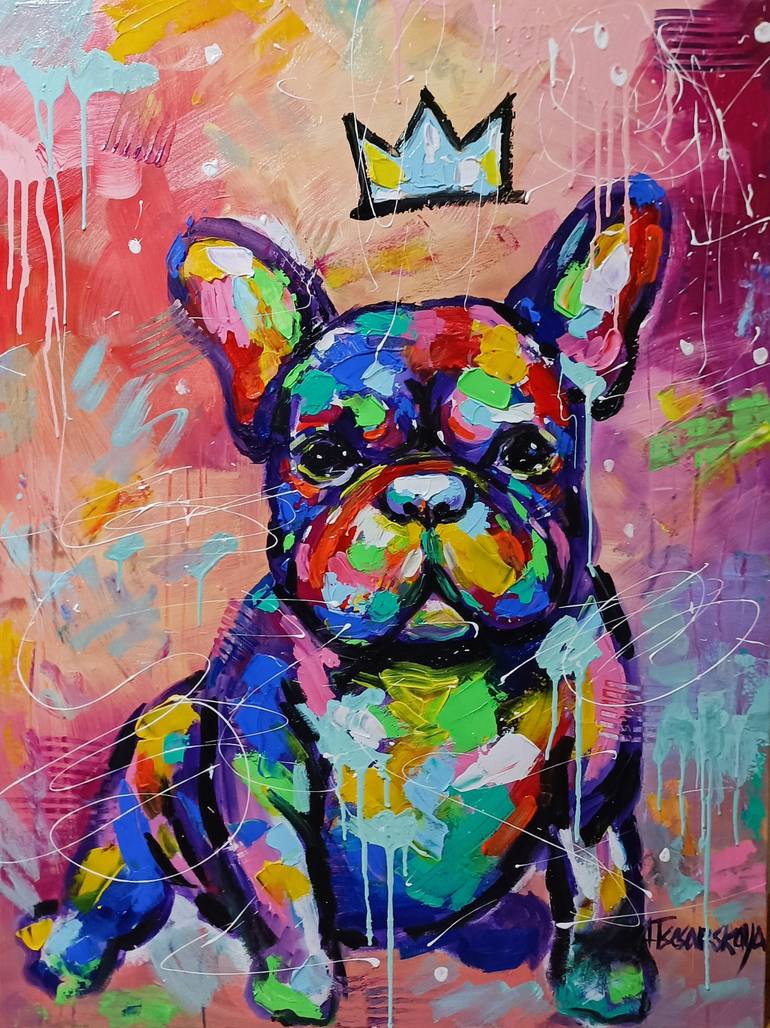 Colorful store dog artwork