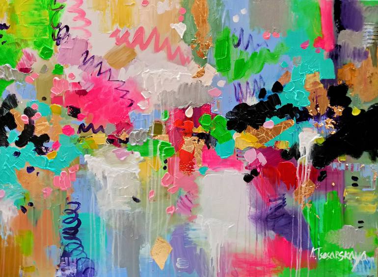 Colors of Life - colorful abstract painting Painting by