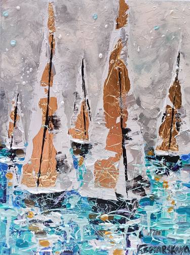 Original Boat Paintings by Aliaksandra Tsesarskaya