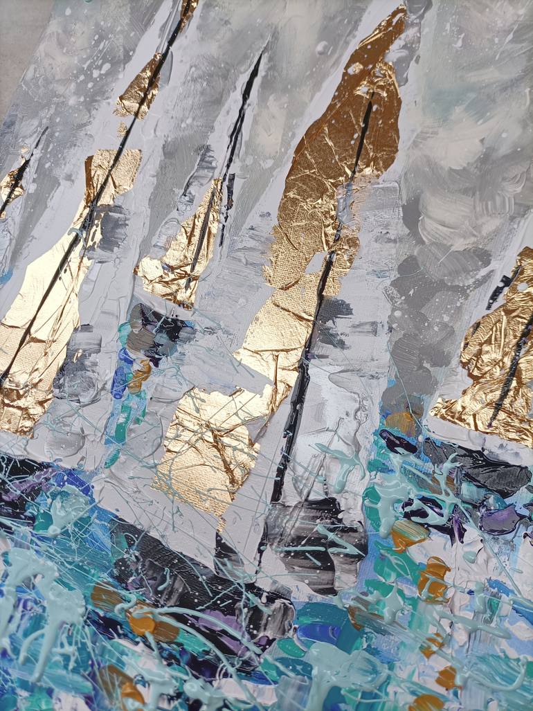 Original Contemporary Boat Painting by Aliaksandra Tsesarskaya