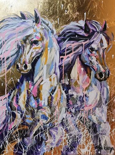 Print of Horse Paintings by Aliaksandra Tsesarskaya