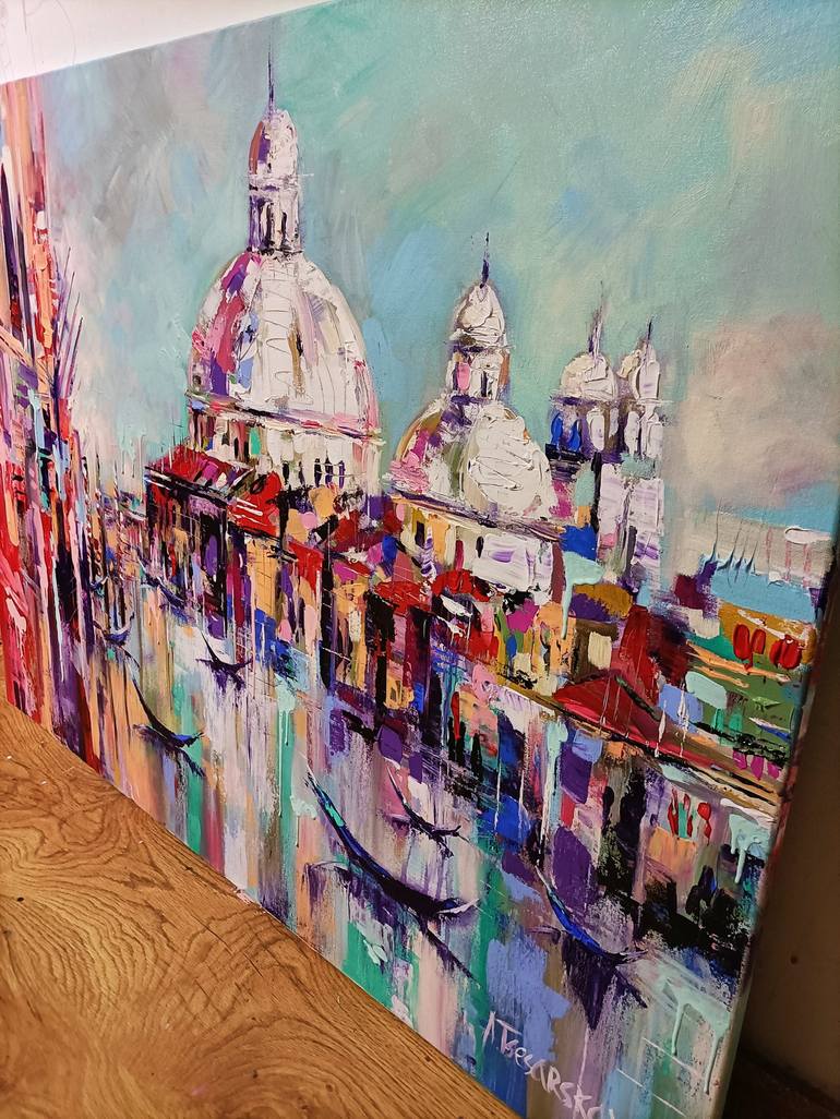 Original Contemporary Cities Painting by Aliaksandra Tsesarskaya