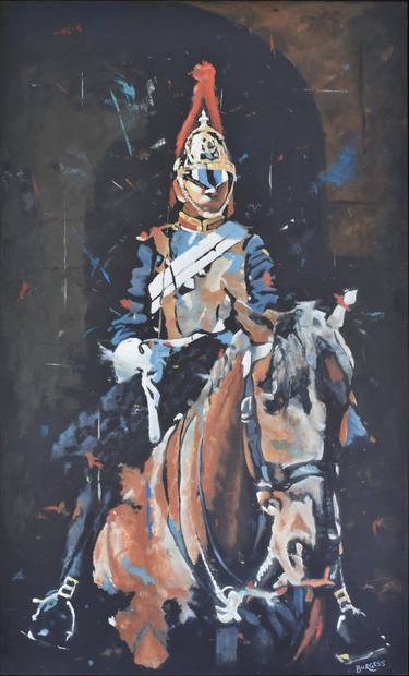 BLUES & ROYALS HCMR - Framed Oil On Board - 46.5" x 29" thumb