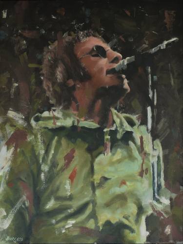 ALL YOU'RE DREAMING OF - LIAM GALLAGHER PORTRAIT - FRAMED OIL ON CANVAS PANEL - 25" (H) X 19" (W) thumb