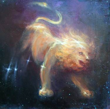 CONSTELLATION LEO - Original oil painting, Leo Zodiac Star Sign, Leo Astrology August Birthday Gift, Fine Art, Wall Decor, Astrological Sign thumb