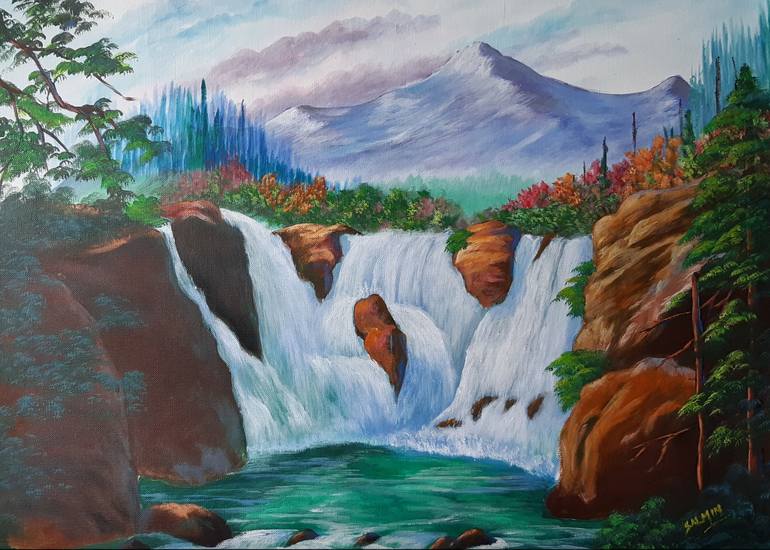 Waterfall landscape Painting