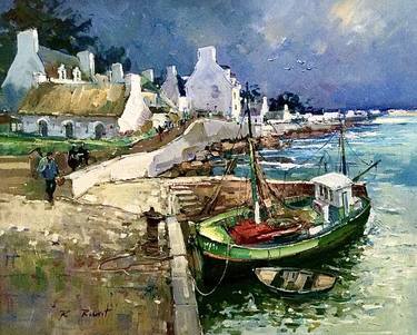 Original Impressionism Boat Paintings by ROBERT RICART