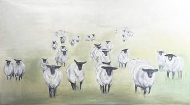 WHITE SHEEP | REALISTIC AND MINIMALISTIC FARM ANIMAL PAINTING thumb