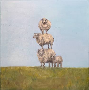 Sheep 1 Pastoral Pyramid: Trio of Sheep in Oil thumb