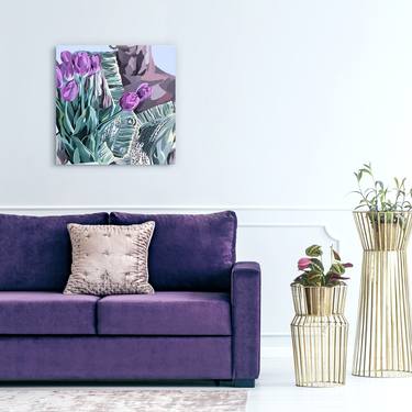 60x60 cm - Art of Relaxation Urban Elegance with Tulip Bouquet thumb