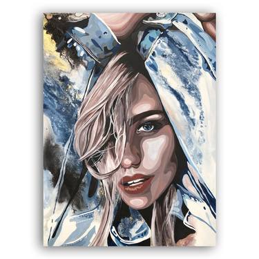 80х60 cm - Blonde Woman Urban Ethereal Water Blue portrait thumb