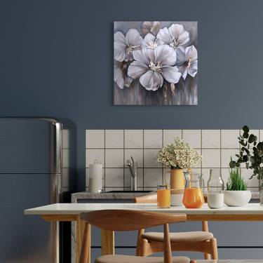 100x100 cm - Flower art abstract Contemporary floral decor thumb
