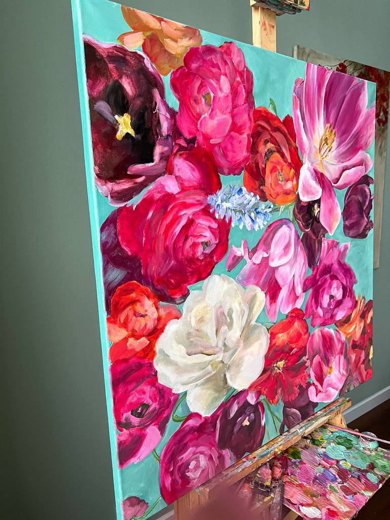 Original Figurative Floral Painting by Victo Artist