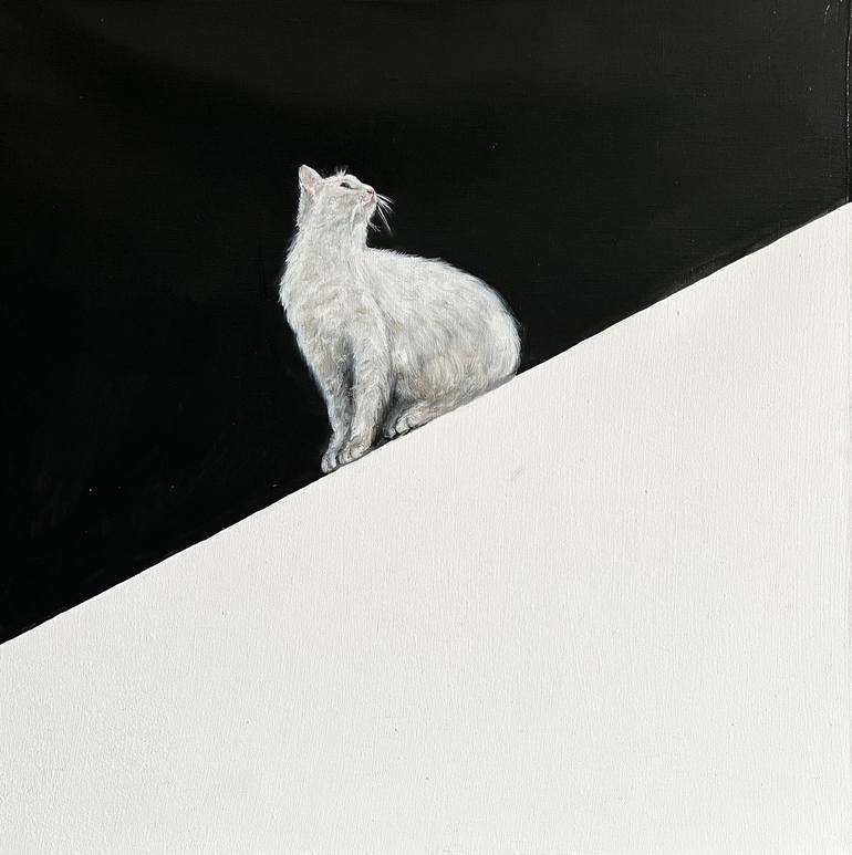 Print of Black & White Cats Paintings by Victo Artist