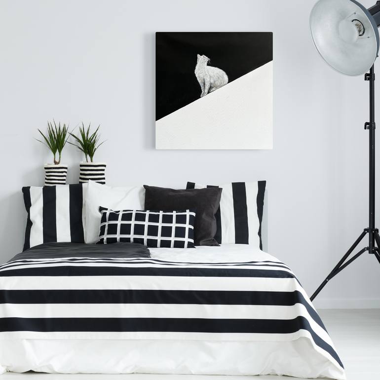 Original Black & White Cats Painting by Victo Artist