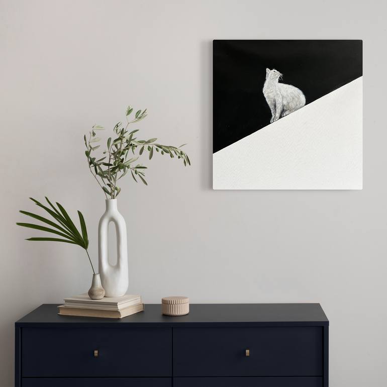 Original Black & White Cats Painting by Victo Artist
