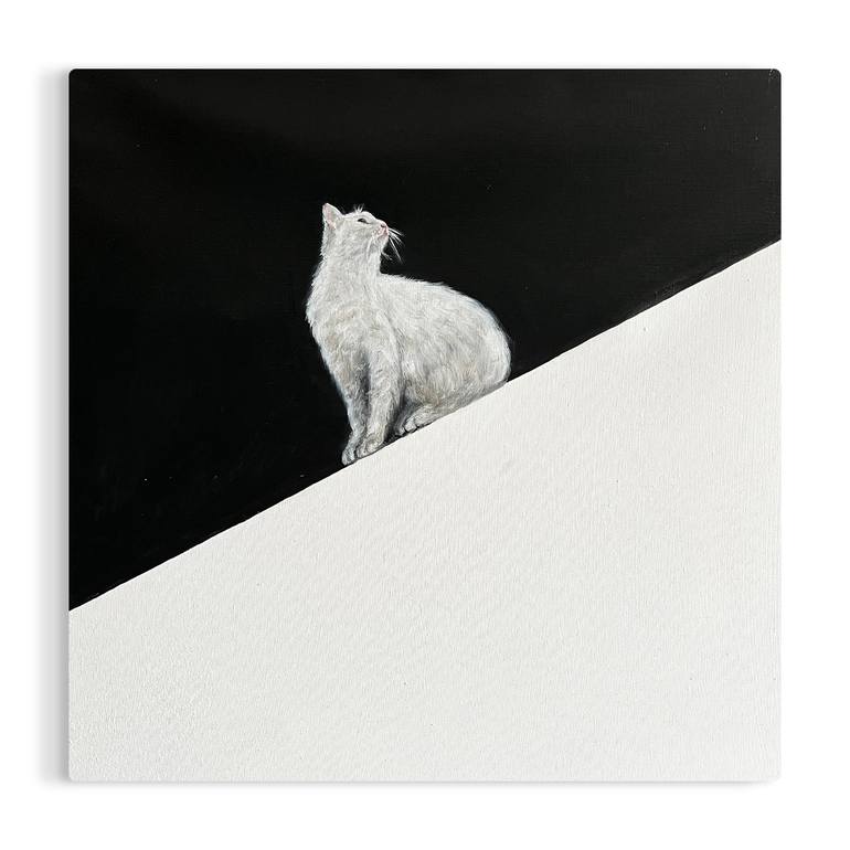 Original Black & White Cats Painting by Victo Artist