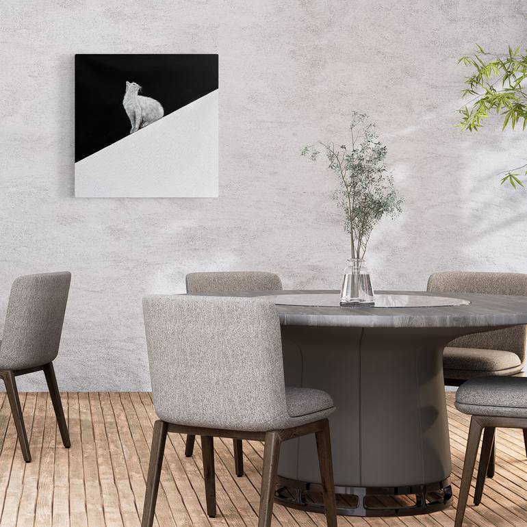 Original Black & White Cats Painting by Victo Artist