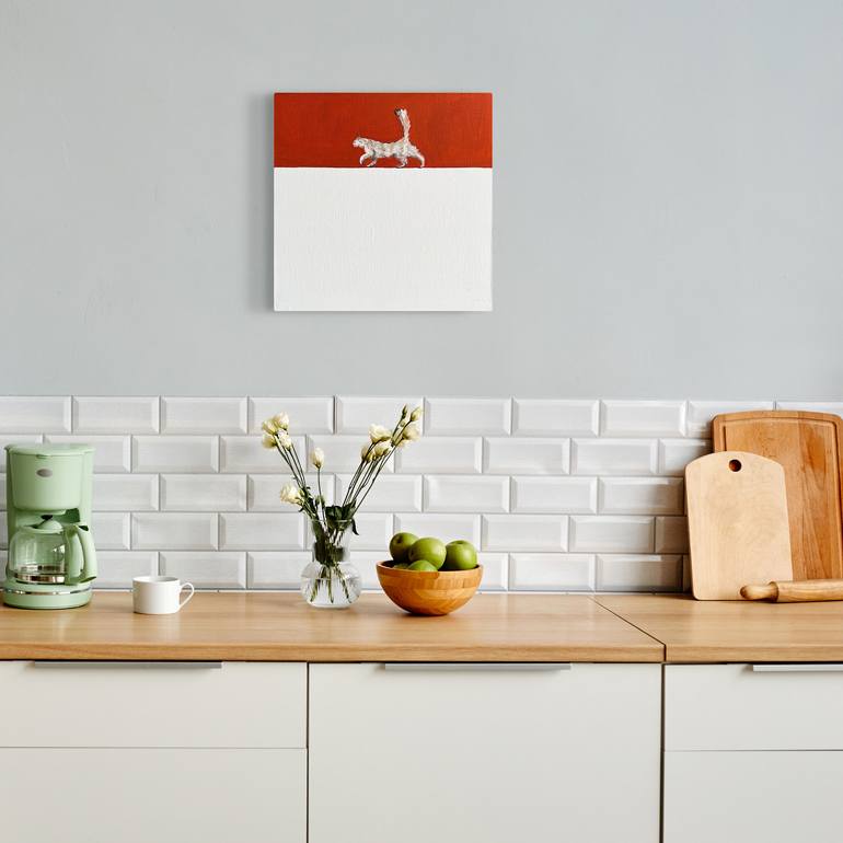 Original Abstract Expressionism Cats Painting by Victo Artist