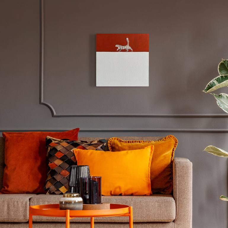 Original Abstract Expressionism Cats Painting by Victo Artist