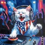 DJ Mood | Cat Lost in the Beat Oil Painting by VICTO ARTIST