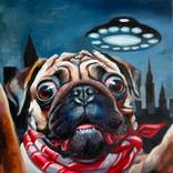 They’re Watching | Pug Under the UFO by VICTO ARTIST