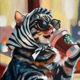 Main Character Morning | Coffee Cat in Sunglasses by VICTO ARTIST
