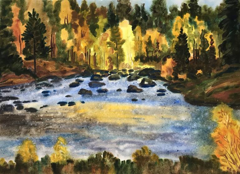 Forest lit by the sun Painting by Valery Timofeev | Saatchi Art
