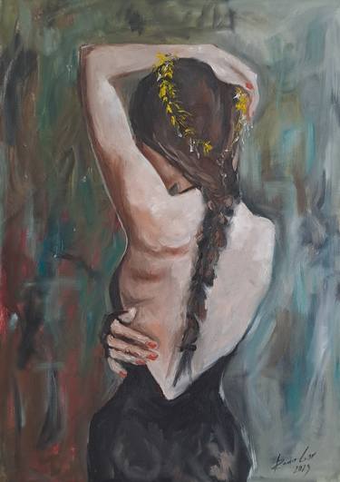 Beautiful Girl With Bare Back Nude Girl Oil Painting thumb