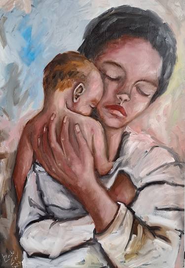 Mother and Baby Original Oil Painting thumb