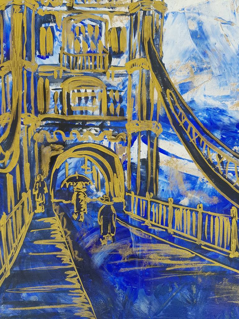 Original Art Deco Architecture Painting by Rada Gor