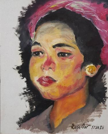 Portrait of a "Malaysian Girl" Malaysian Style Oil Painting Color Portrait thumb