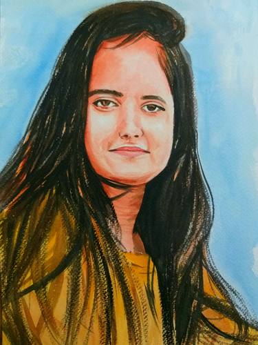 Original People Paintings by HRISHABH CHOUDHARY