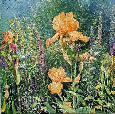 Original Art Nouveau Garden Painting by Meg Black