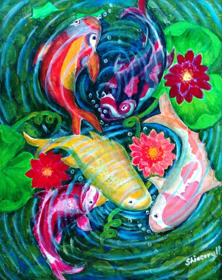 abstract koi fish painting