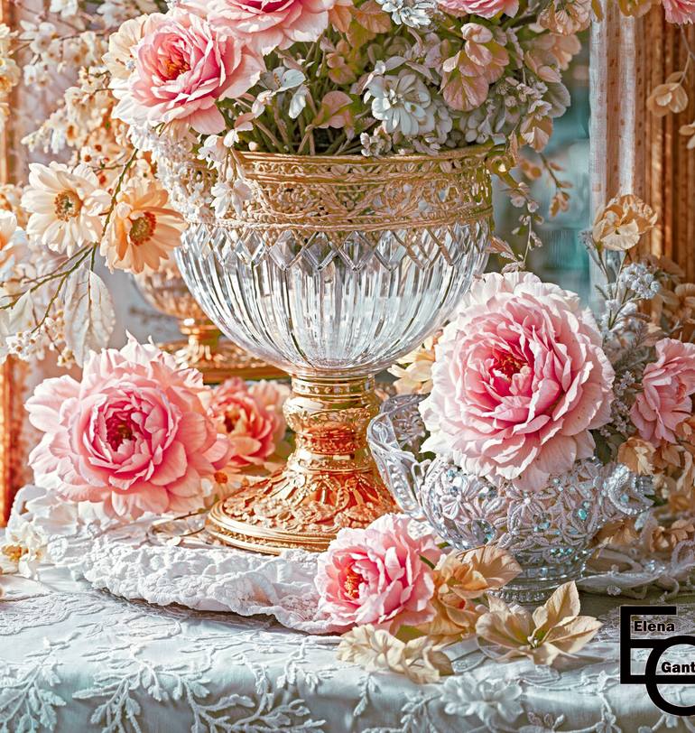 Original Art Nouveau Floral Digital by Elena Gantchikova