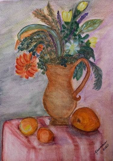 Original Fine Art Still Life Paintings by Gerardina Dicillo