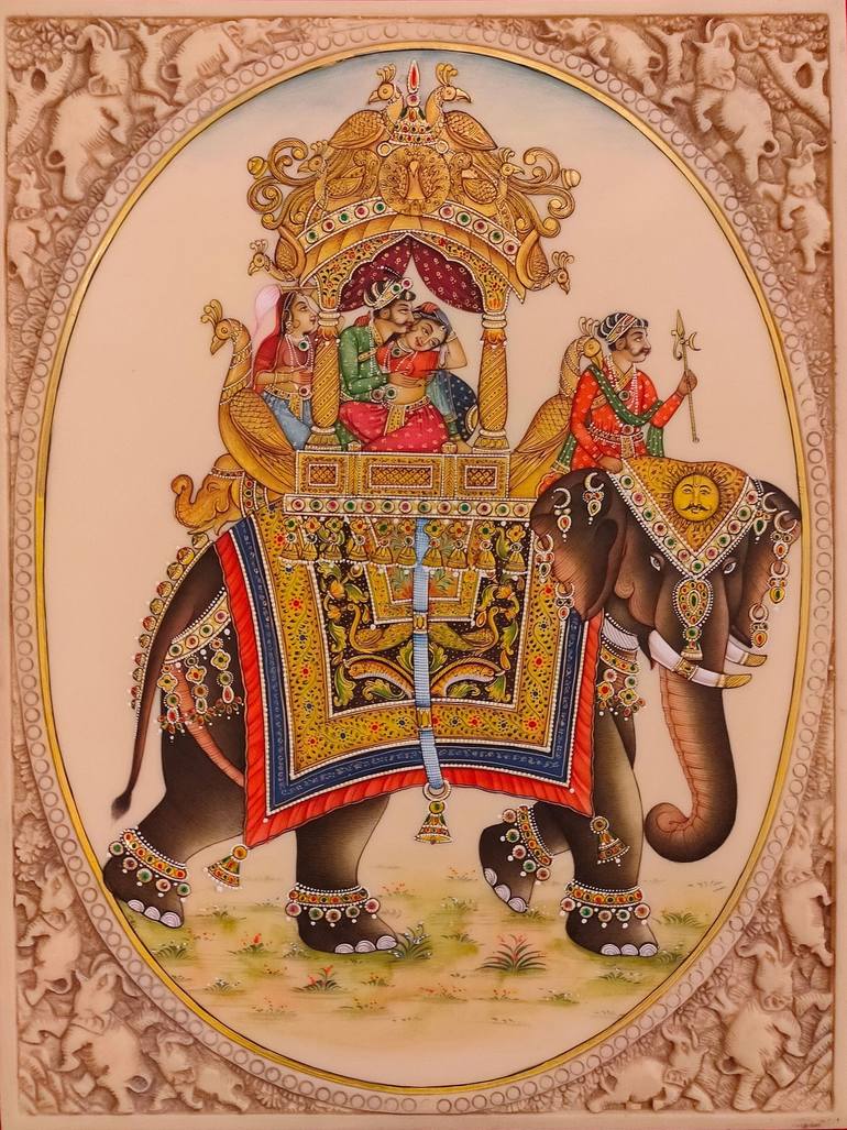 Hand Painted Mughal Ambabari Miniature Painting India Art on ...