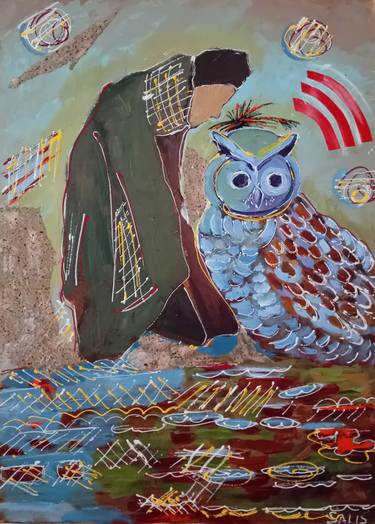 Original Folk Fantasy Mixed Media by Michaela Grympilis