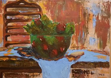 Salad on the table.still life,oil painting thumb